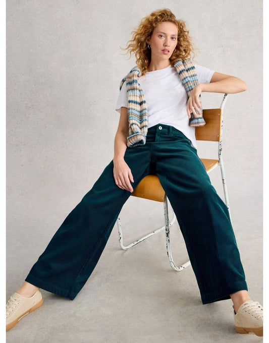 Young Ideas/Henmores - Ayla Cord Wide Leg Trouser - Dark Teal - 10/R