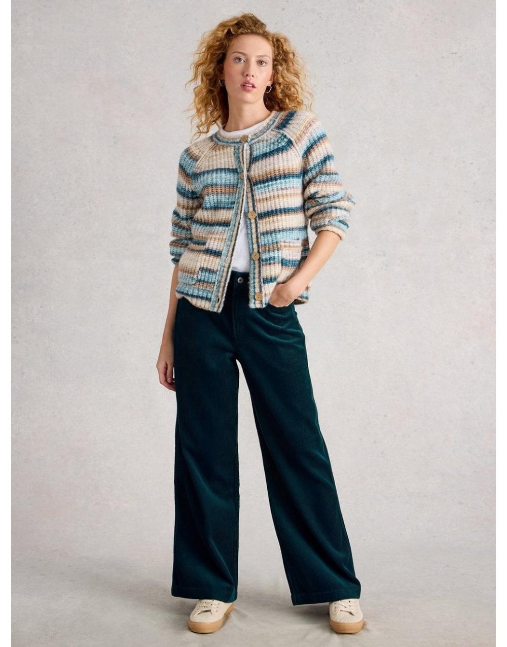 Young Ideas/Henmores - Ayla Cord Wide Leg Trouser - Dark Teal - 10/R