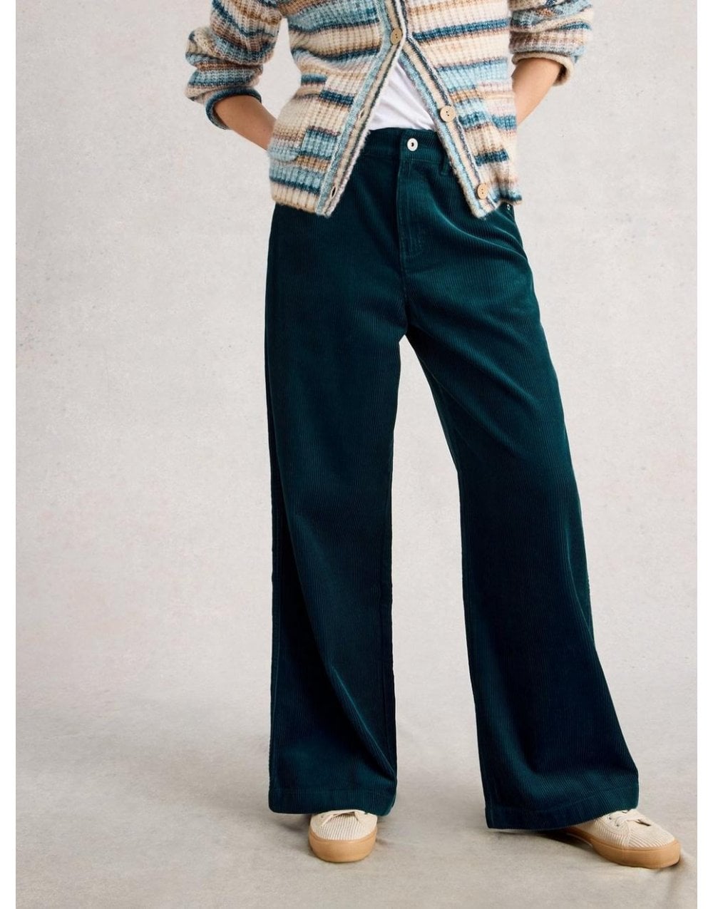 Young Ideas/Henmores - Ayla Cord Wide Leg Trouser - Dark Teal - 10/R