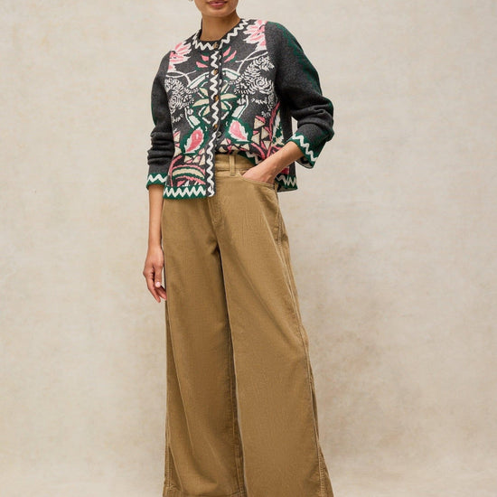 Young Ideas & Henmores -Ayla Cord Wide Leg Trouser -Light Green -8