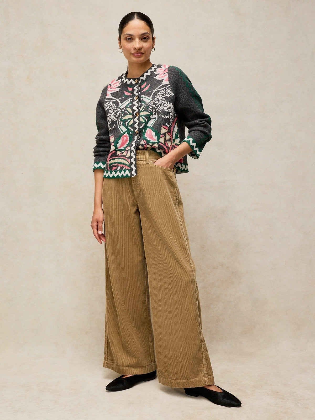 Young Ideas & Henmores -Ayla Cord Wide Leg Trouser -Light Green -8