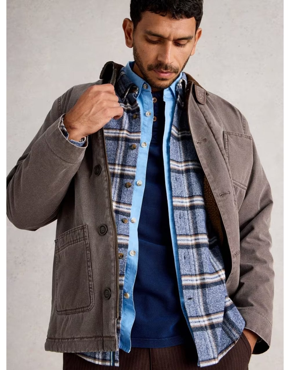 Young Ideas/Henmores - Barton Marl Check Shirt - Blue Multi - S