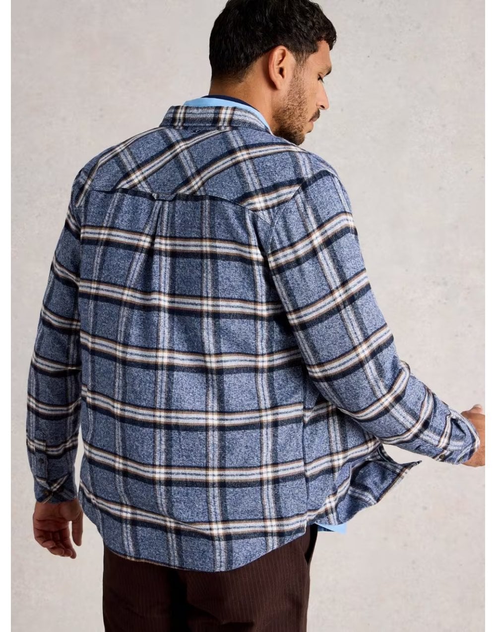 Young Ideas/Henmores - Barton Marl Check Shirt - Blue Multi - S