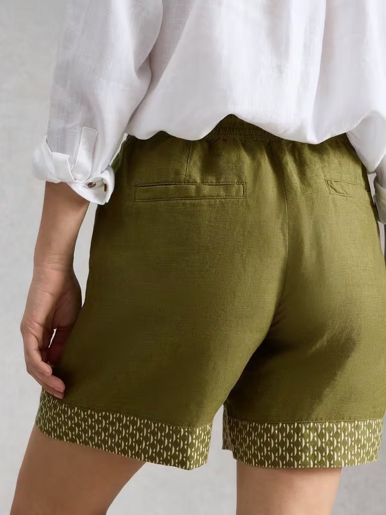 Young Ideas & Henmores - Belle Linen Short - Green Print - 8