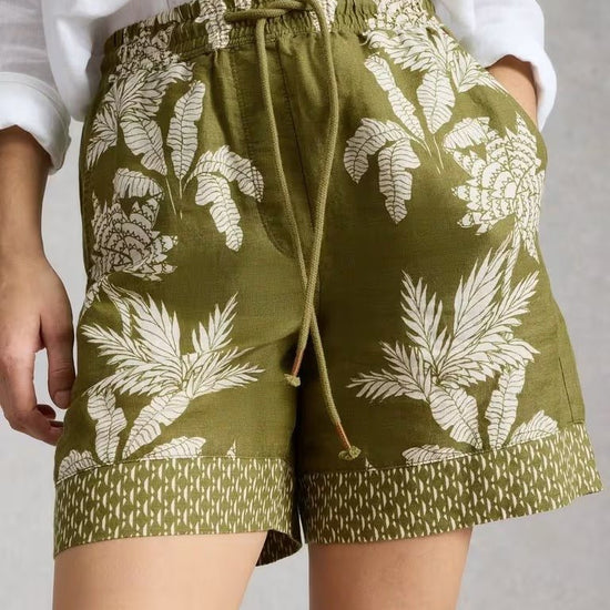 Young Ideas & Henmores - Belle Linen Short - Green Print - 8
