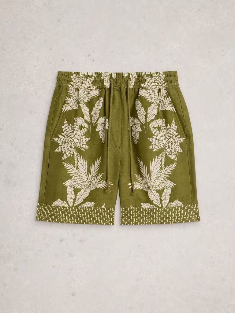 Young Ideas & Henmores - Belle Linen Short - Green Print - 8