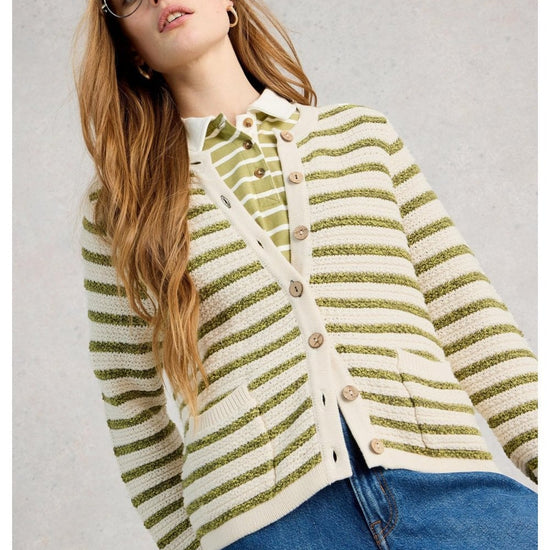 Young Ideas/Henmores - Belle Stripe Cardi - Ivory/Green - 8