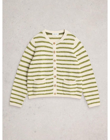 Young Ideas/Henmores - Belle Stripe Cardi - Ivory/Green - 8