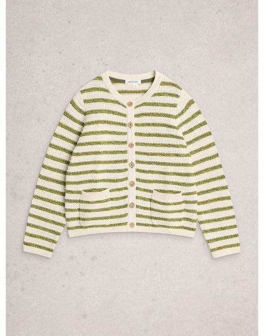 Young Ideas/Henmores - Belle Stripe Cardi - Ivory/Green - 8