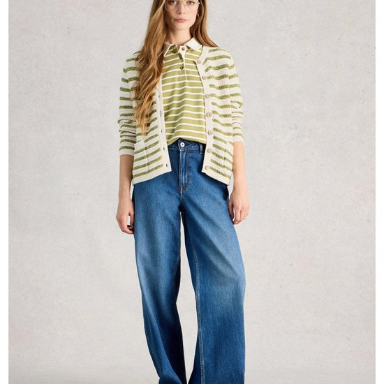 Young Ideas/Henmores - Belle Stripe Cardi - Ivory/Green - 8