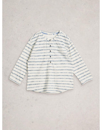 Young Ideas/Henmores - Beth Stripe 3/4 Sleeve Shirt - Ecru/Navy - 8