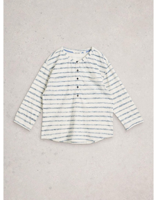 Young Ideas/Henmores - Beth Stripe 3/4 Sleeve Shirt - Ecru/Navy - 8