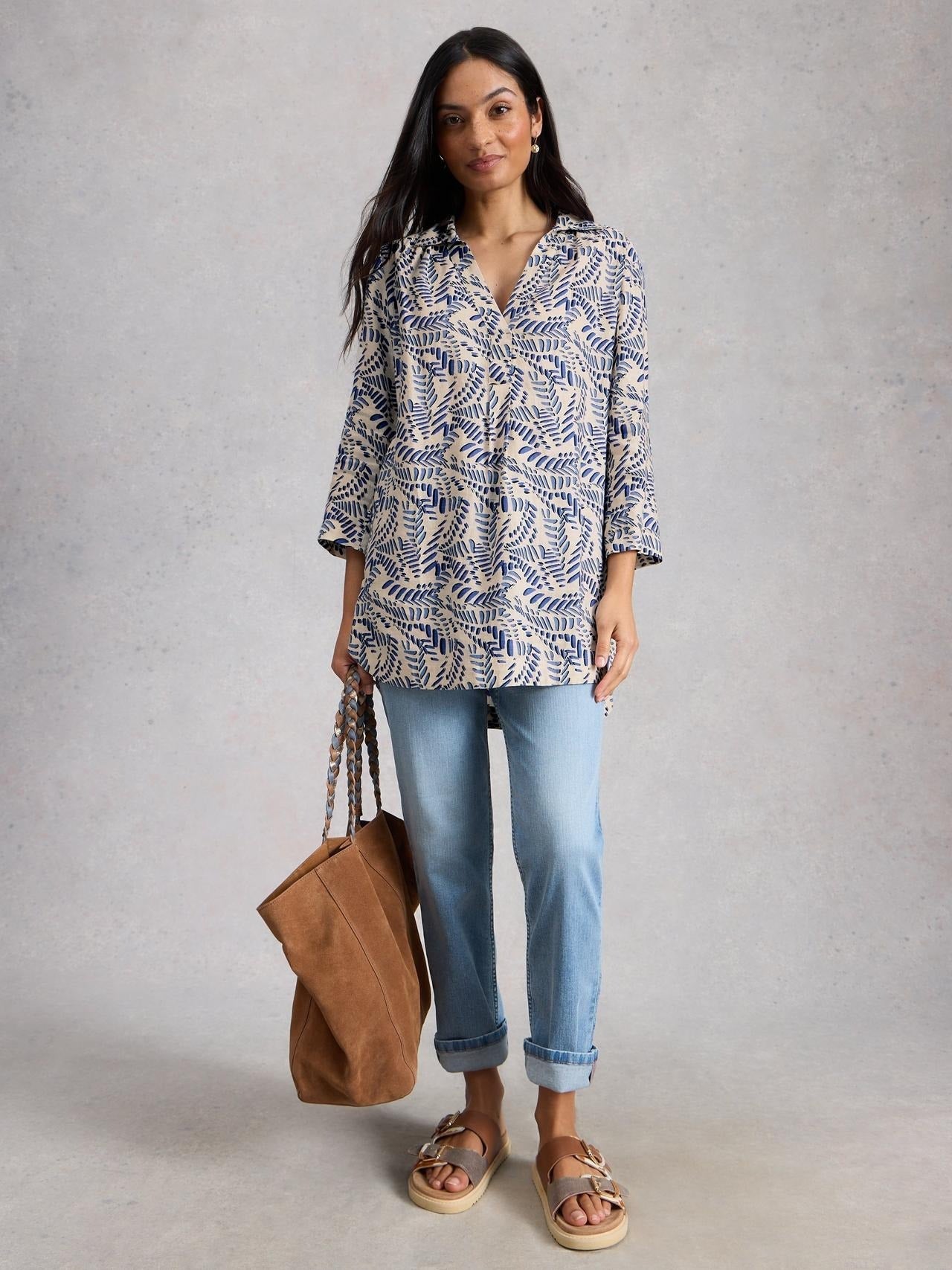 Young Ideas & Henmores - Bianca Linen Tunic - Ivory Print - 8