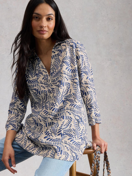 Young Ideas & Henmores - Bianca Linen Tunic - Ivory Print - 8