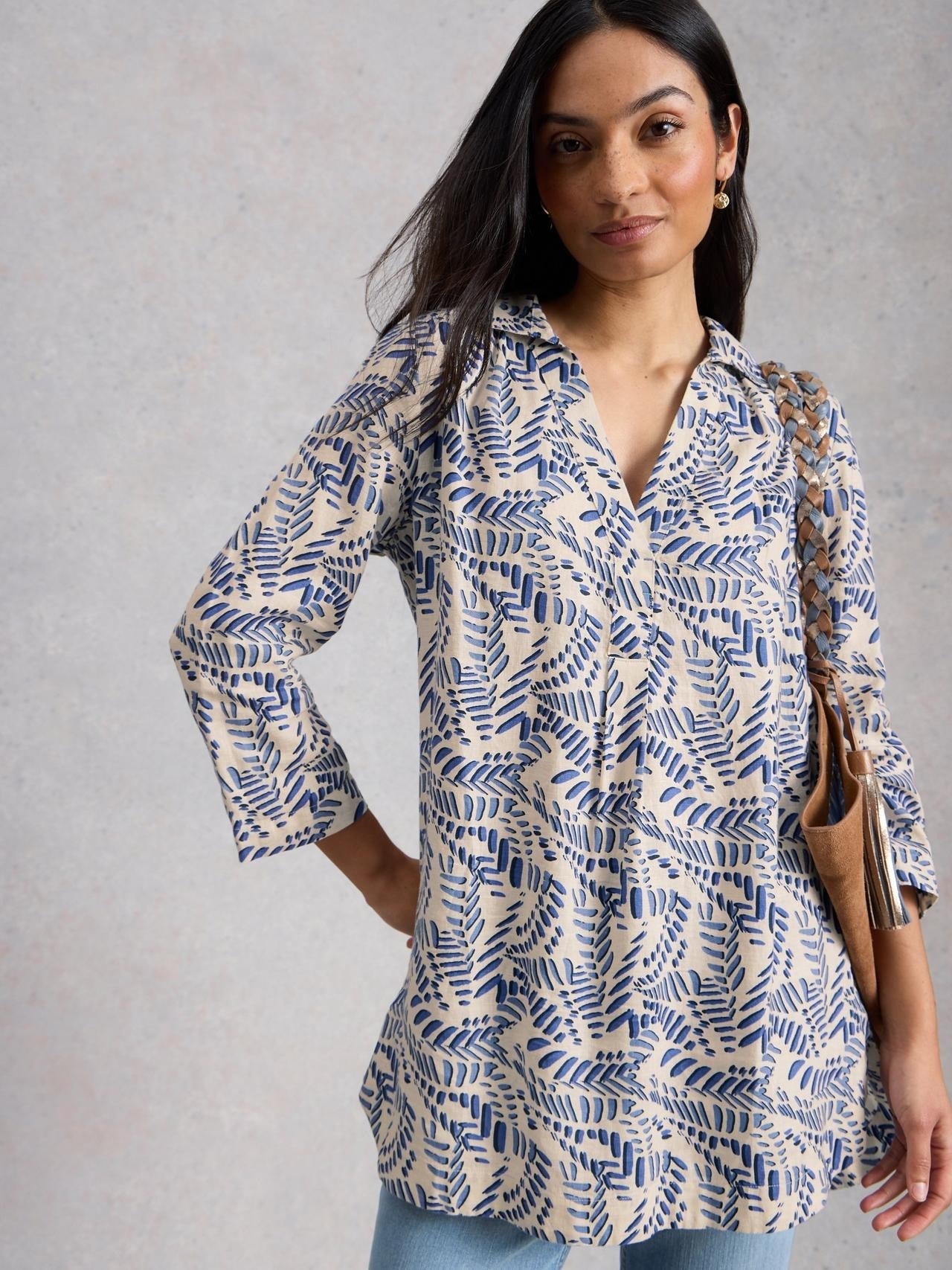 Young Ideas & Henmores - Bianca Linen Tunic - Ivory Print - 8