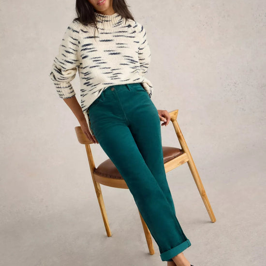 Young Ideas & Henmores -Brooke Straight Cord Trouser -Dark Green -10R