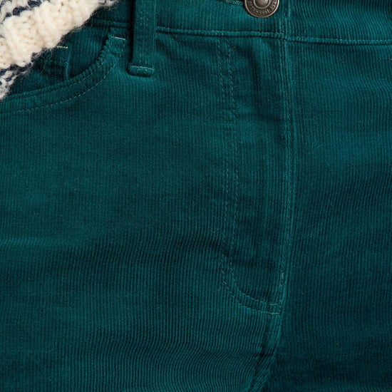 Young Ideas & Henmores -Brooke Straight Cord Trouser -Dark Green -10R