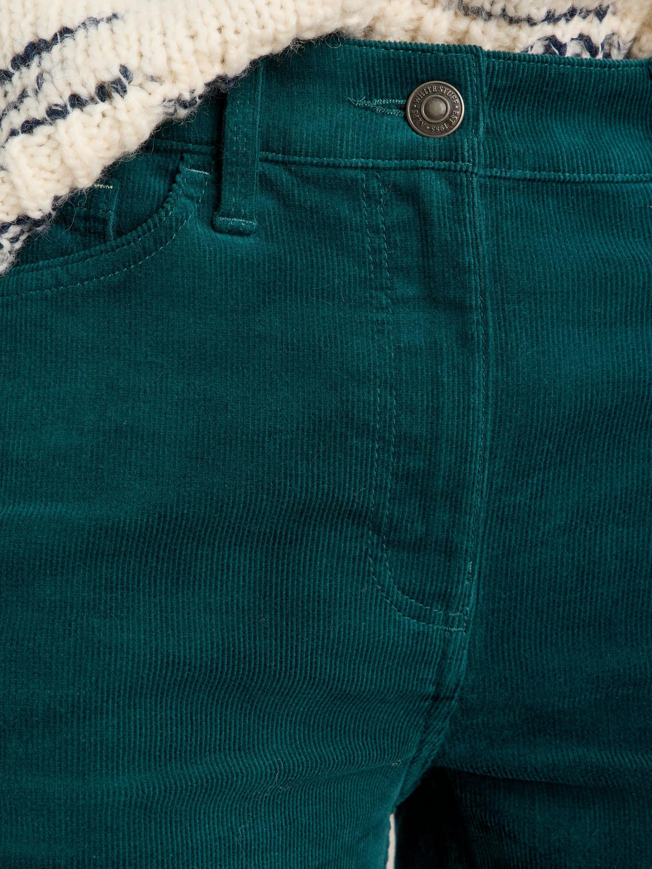 Young Ideas & Henmores -Brooke Straight Cord Trouser -Dark Green -10R