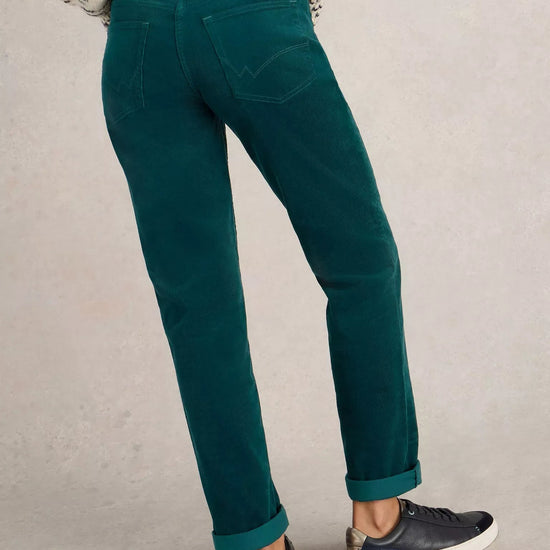 Young Ideas & Henmores -Brooke Straight Cord Trouser -Dark Green -10R