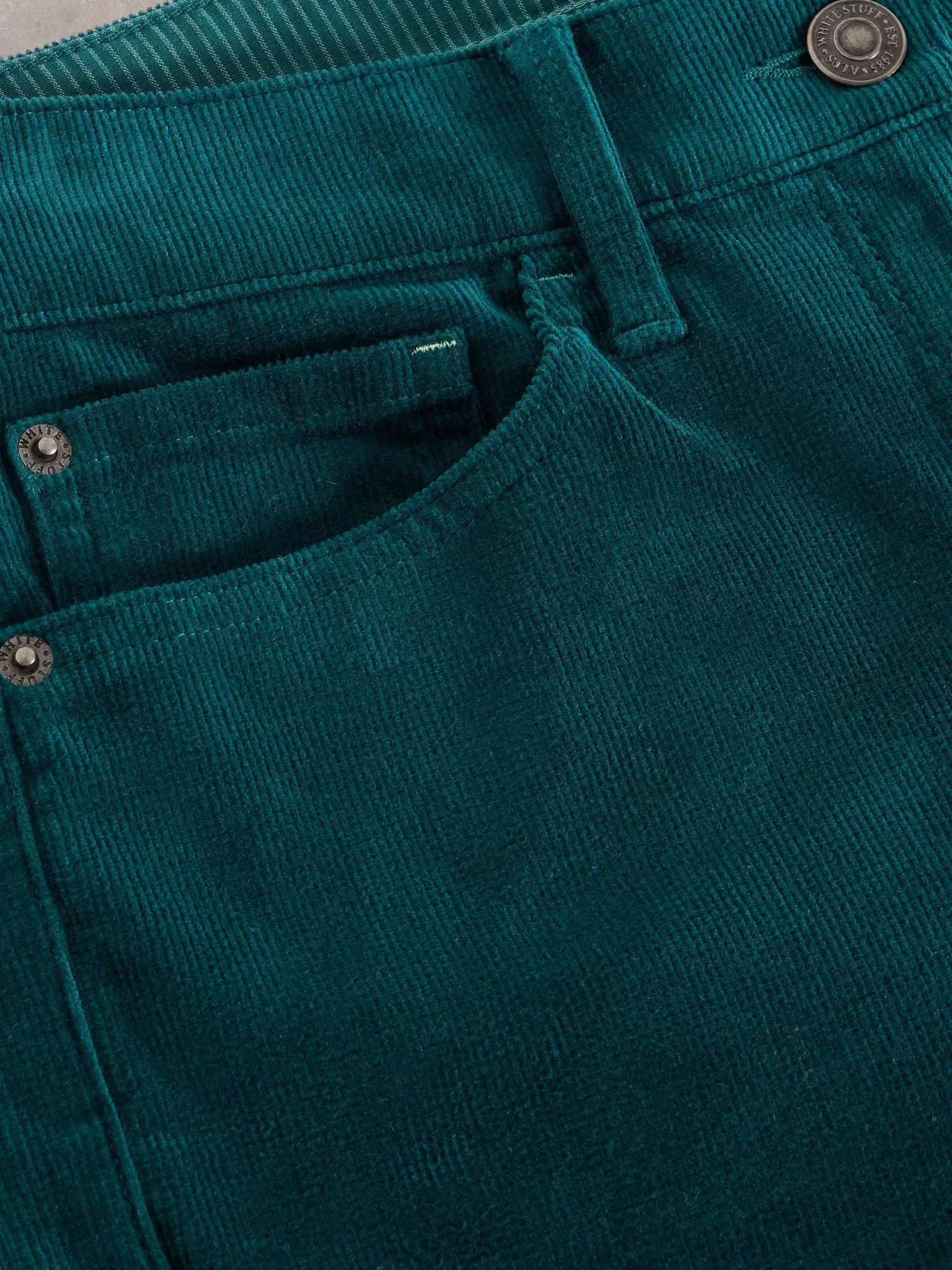 Young Ideas & Henmores -Brooke Straight Cord Trouser -Dark Green -10R