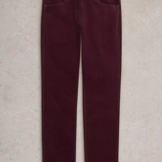 Young Ideas & Henmores -Brooke Straight Cord Trouser -Mid Plum -12/R