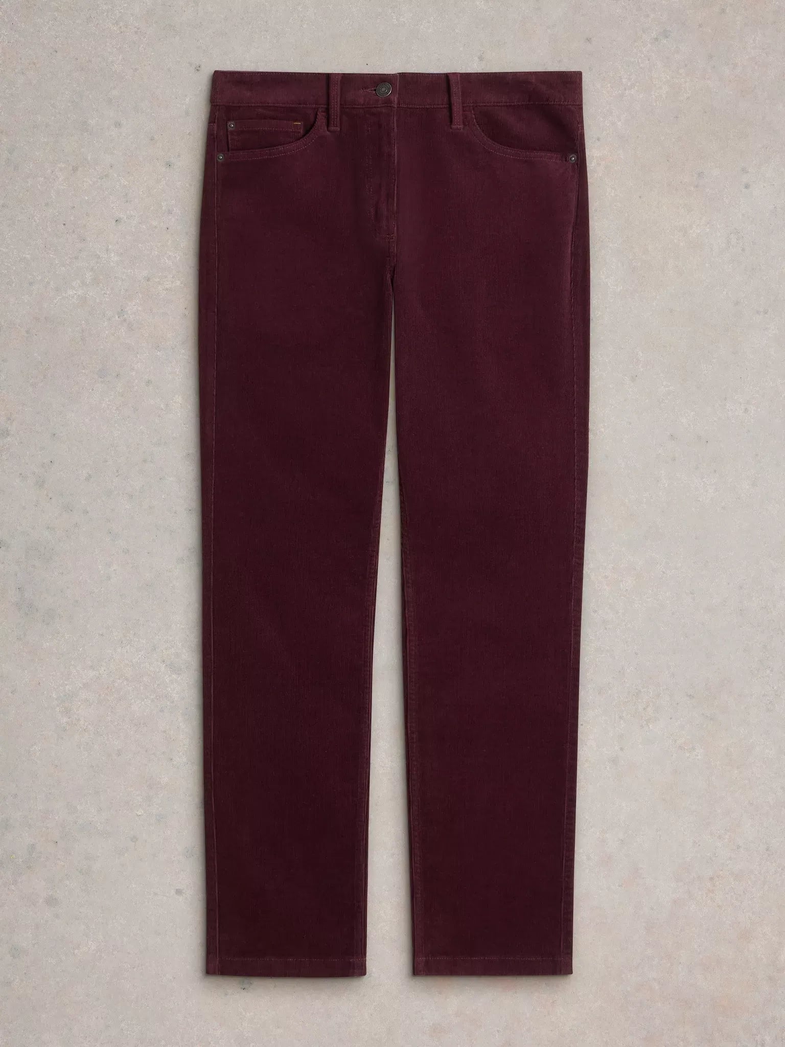 Young Ideas & Henmores -Brooke Straight Cord Trouser -Mid Plum -12/R