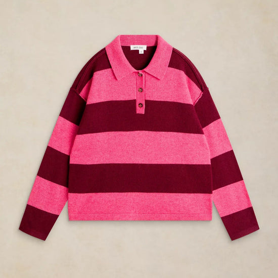 Young Ideas & Henmores -Camilla Stripe Collar Jumper -Pink Multi -8