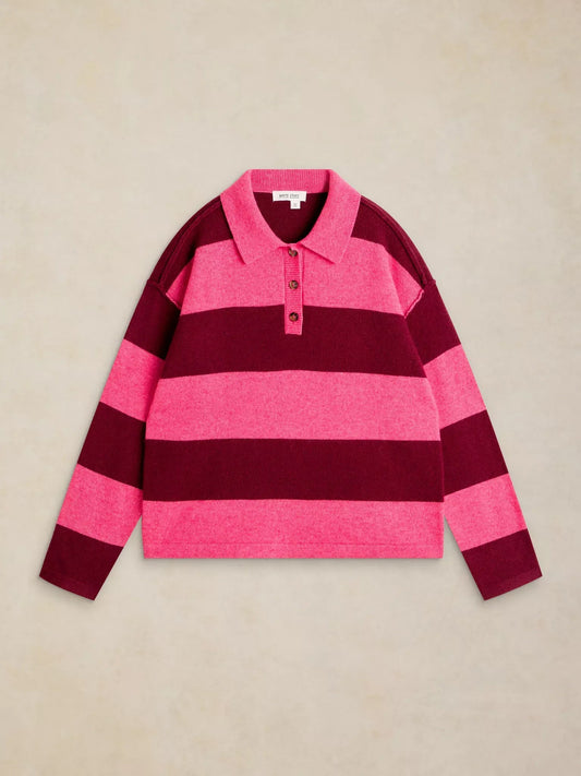 Young Ideas & Henmores -Camilla Stripe Collar Jumper -Pink Multi -8