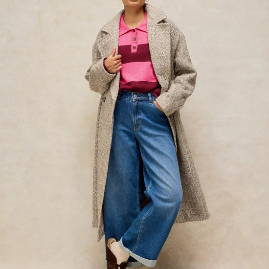 Young Ideas & Henmores -Camilla Stripe Collar Jumper -Pink Multi -8