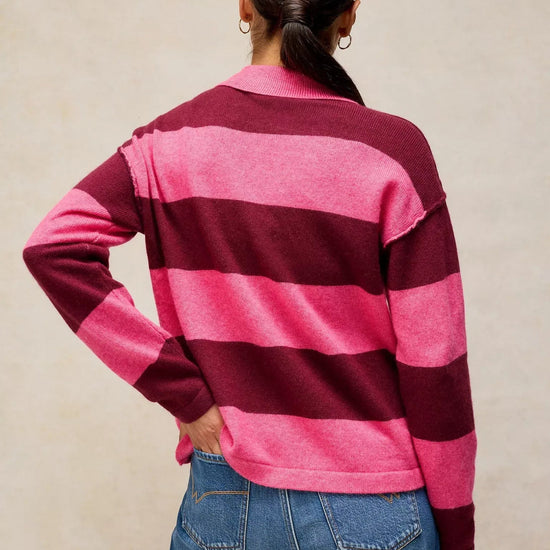 Young Ideas & Henmores -Camilla Stripe Collar Jumper -Pink Multi -8