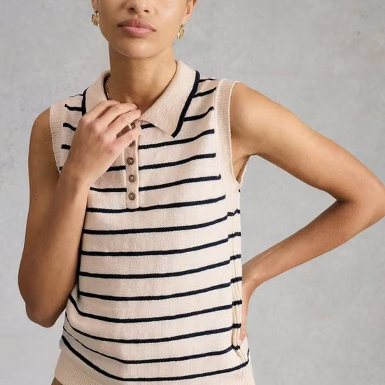 Young Ideas & Henmores - Candice Stripe Collar Vest - Ivory Multi - 8