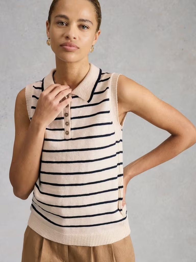 Young Ideas & Henmores - Candice Stripe Collar Vest - Ivory Multi - 8