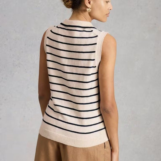Young Ideas & Henmores - Candice Stripe Collar Vest - Ivory Multi - 8