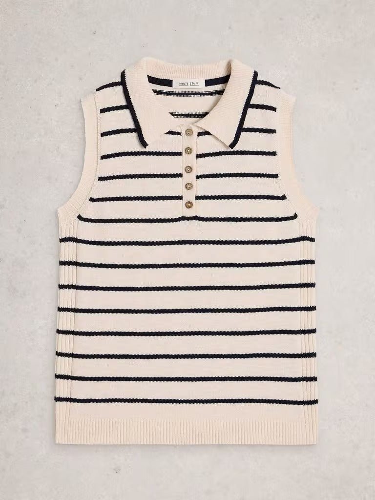 Young Ideas & Henmores - Candice Stripe Collar Vest - Ivory Multi - 8