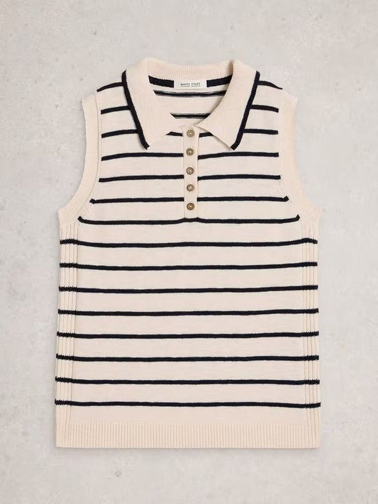 Young Ideas & Henmores - Candice Stripe Collar Vest - Ivory Multi - 8