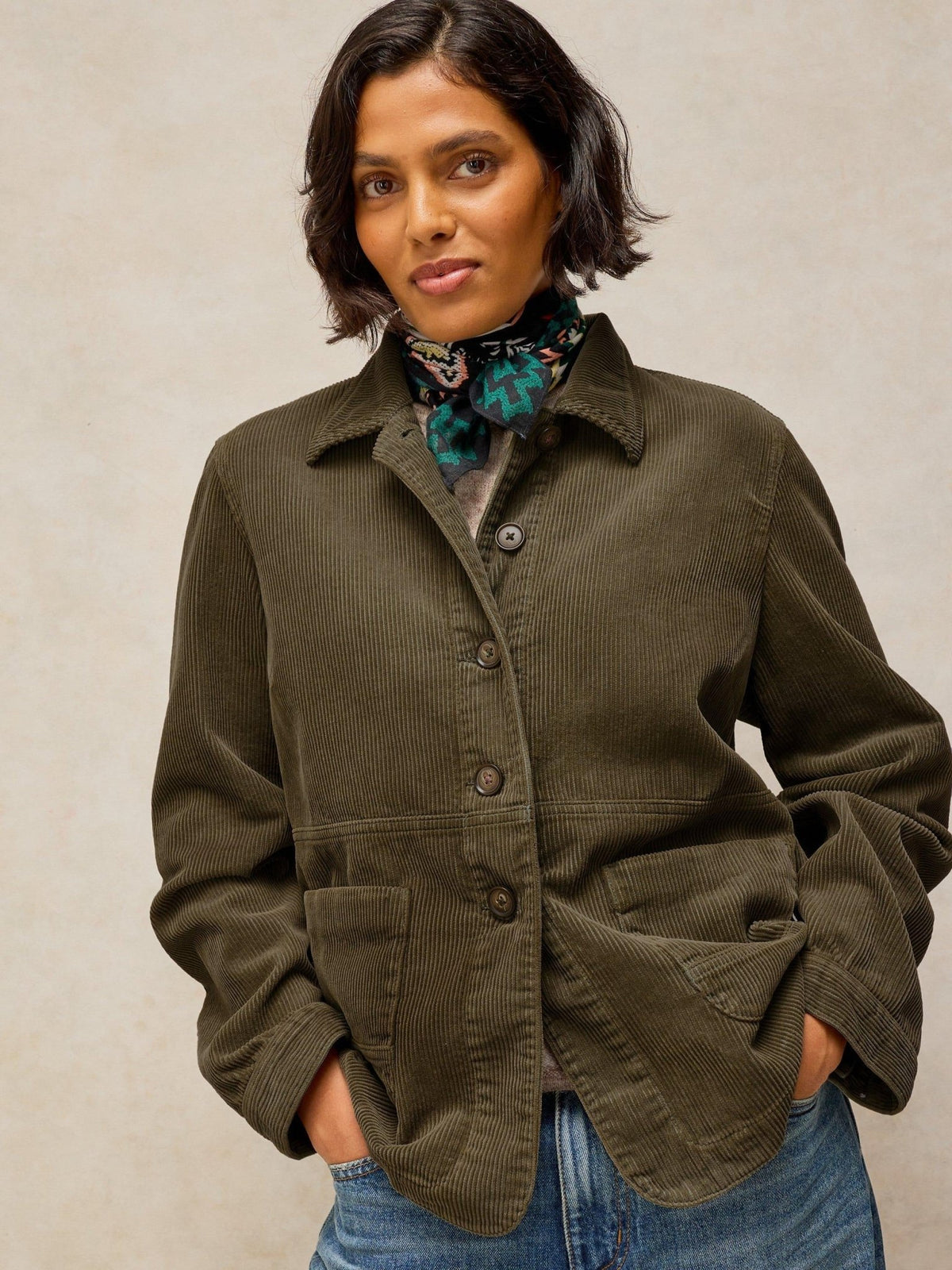 Young Ideas & Henmores -Carrie Cord Jacket -Dusky Green -8