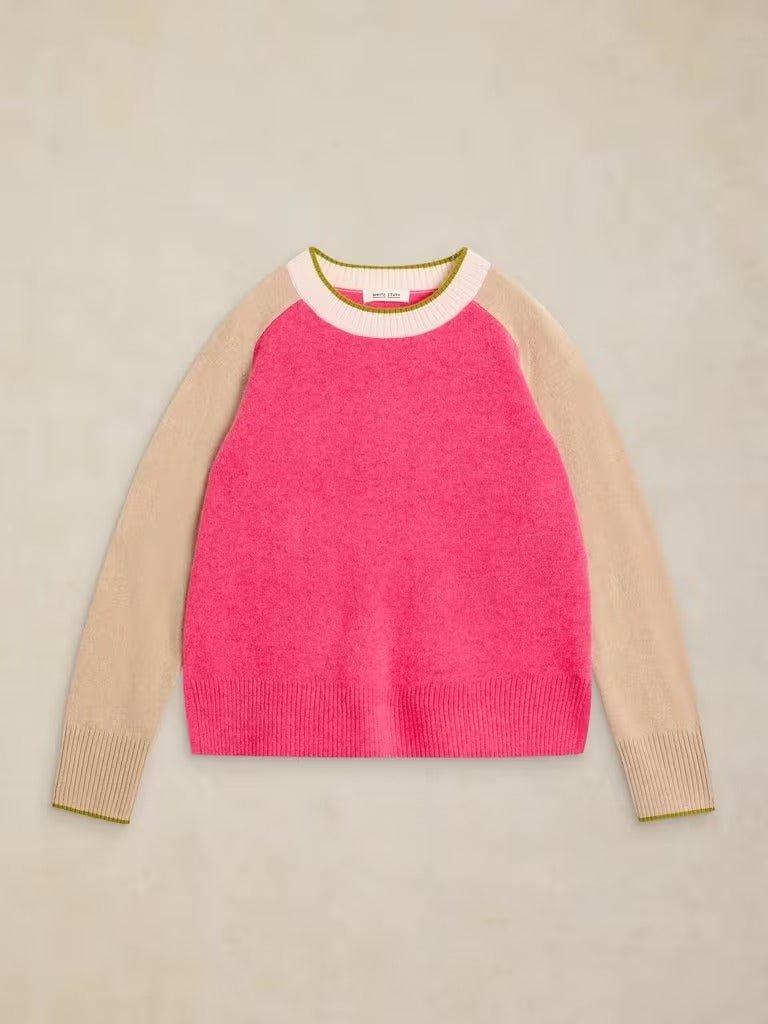 Young Ideas & Henmores -Cashmere Colourblock Jumper -Pink Multi -10