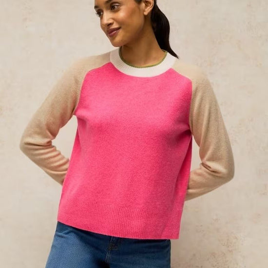 Young Ideas & Henmores -Cashmere Colourblock Jumper -Pink Multi -10