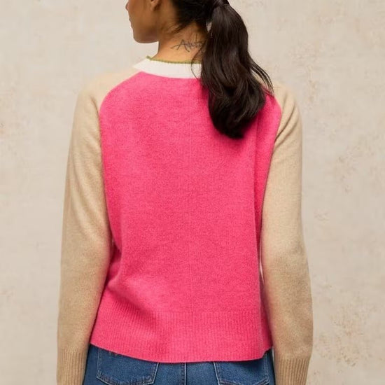 Young Ideas & Henmores -Cashmere Colourblock Jumper -Pink Multi -10