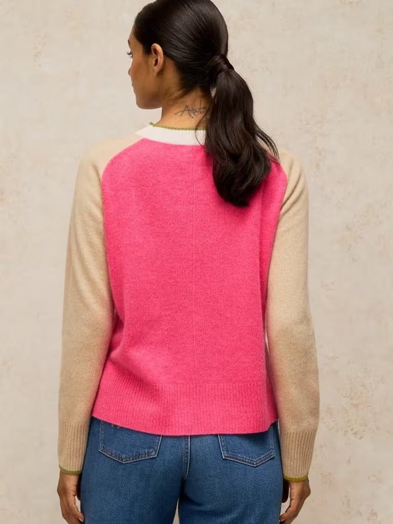 Young Ideas & Henmores -Cashmere Colourblock Jumper -Pink Multi -10