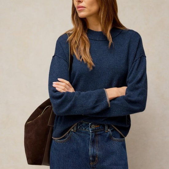 Young Ideas & Henmores -Cashmere Nep Crew Jumper -Dark Navy -10
