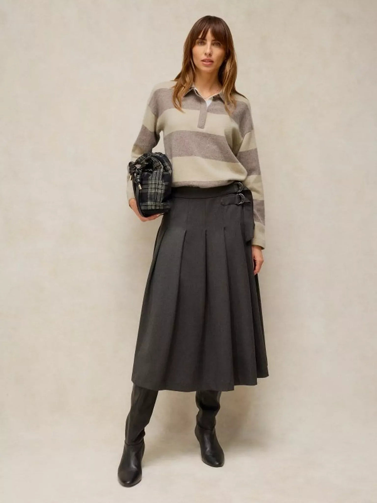 Young Ideas & Henmores -Cashmere Polo Jumper -Natural Multi -10