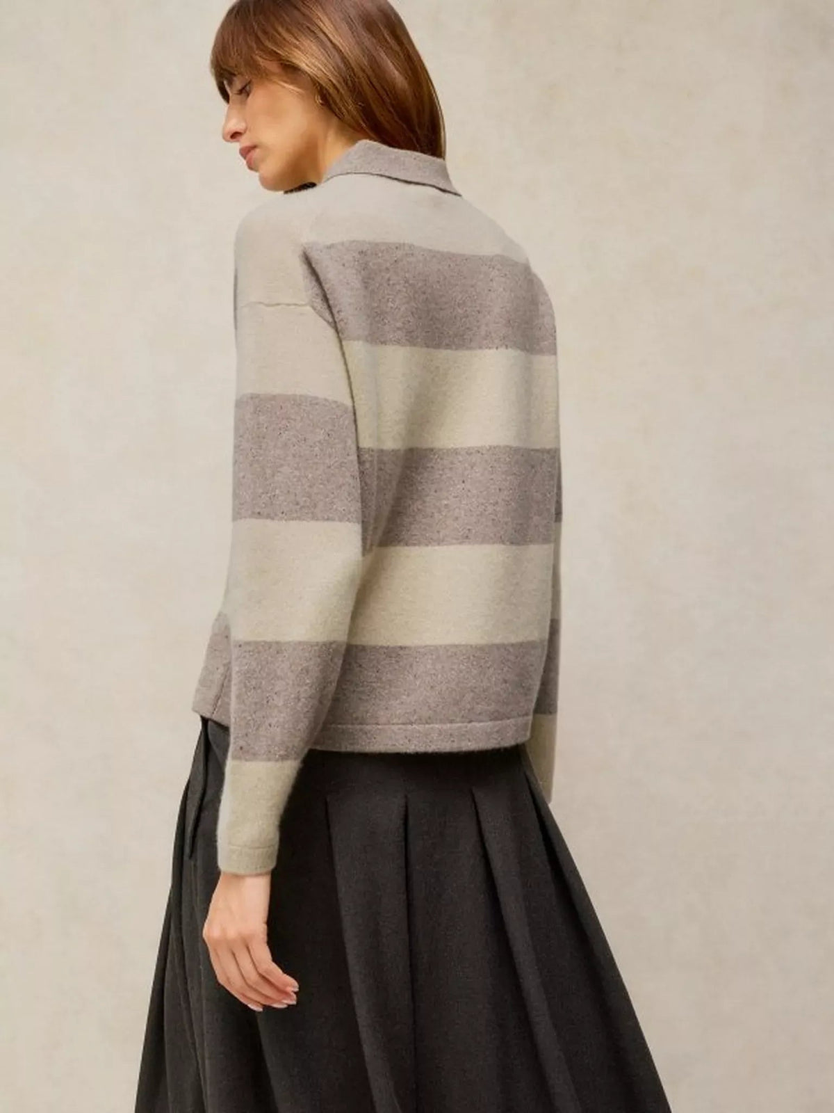 Young Ideas & Henmores -Cashmere Polo Jumper -Natural Multi -10
