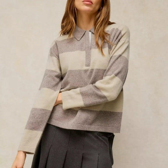 Young Ideas & Henmores -Cashmere Polo Jumper -Natural Multi -10