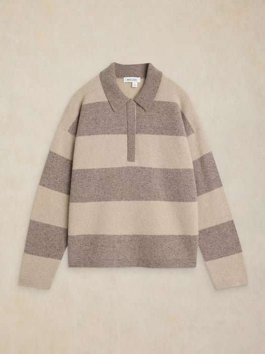 Young Ideas & Henmores -Cashmere Polo Jumper -Natural Multi -10
