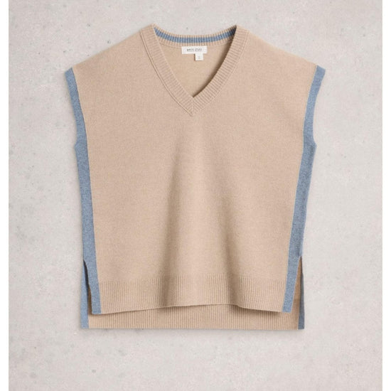Young Ideas/Henmores - Cashmere V Neck Knitted Tank - Light Natural - 8