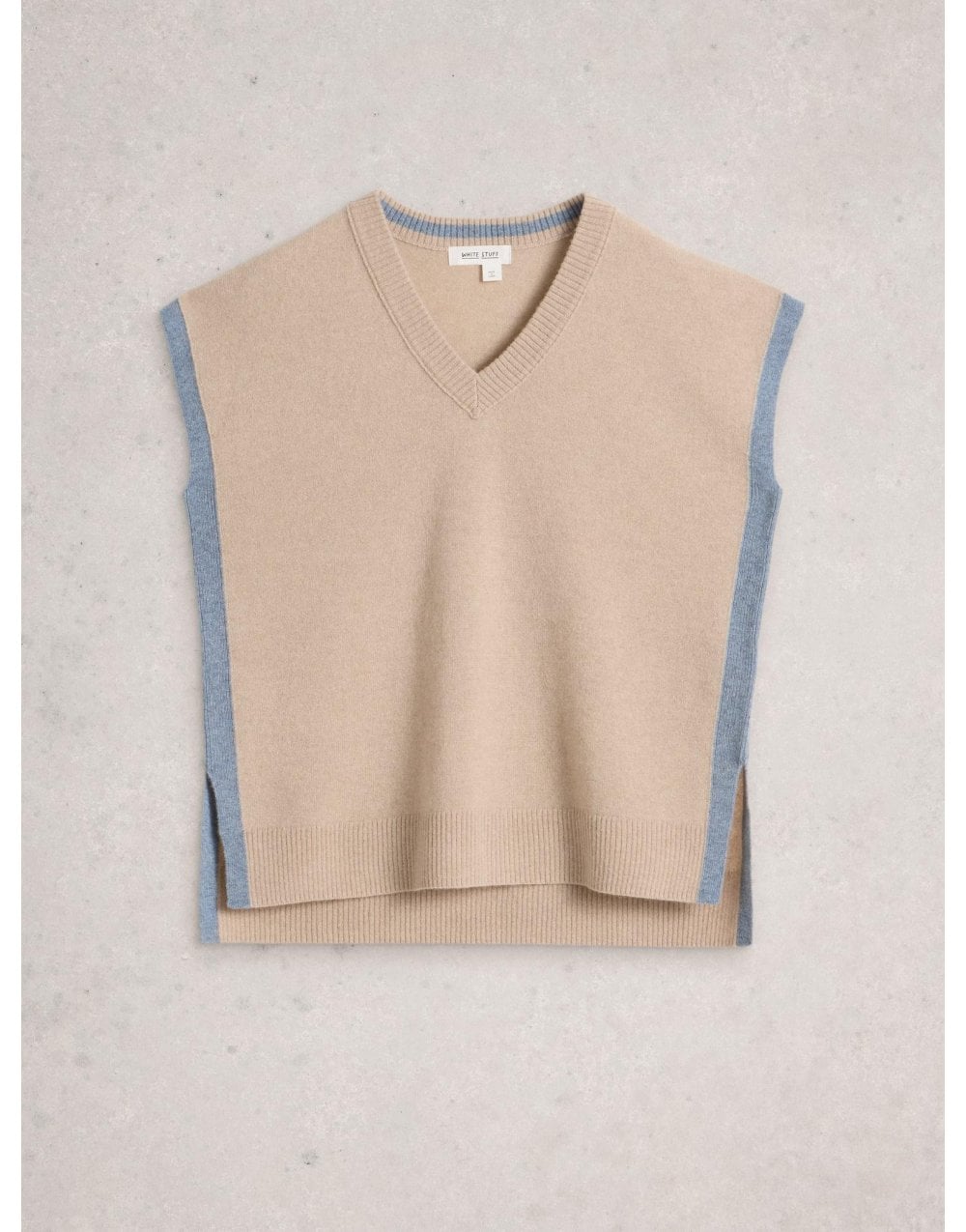 Young Ideas/Henmores - Cashmere V Neck Knitted Tank - Light Natural - 8
