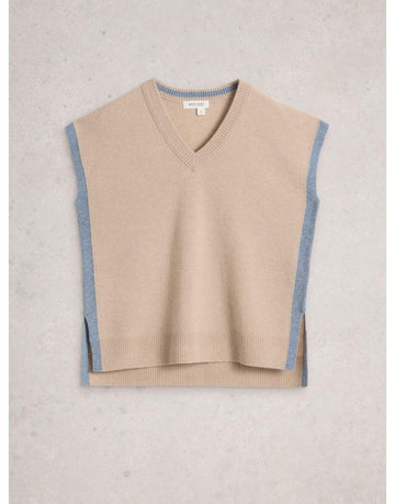 Young Ideas/Henmores - Cashmere V Neck Knitted Tank - Light Natural - 8