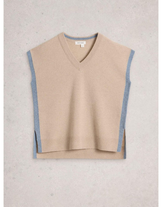 Young Ideas/Henmores - Cashmere V Neck Knitted Tank - Light Natural - 8