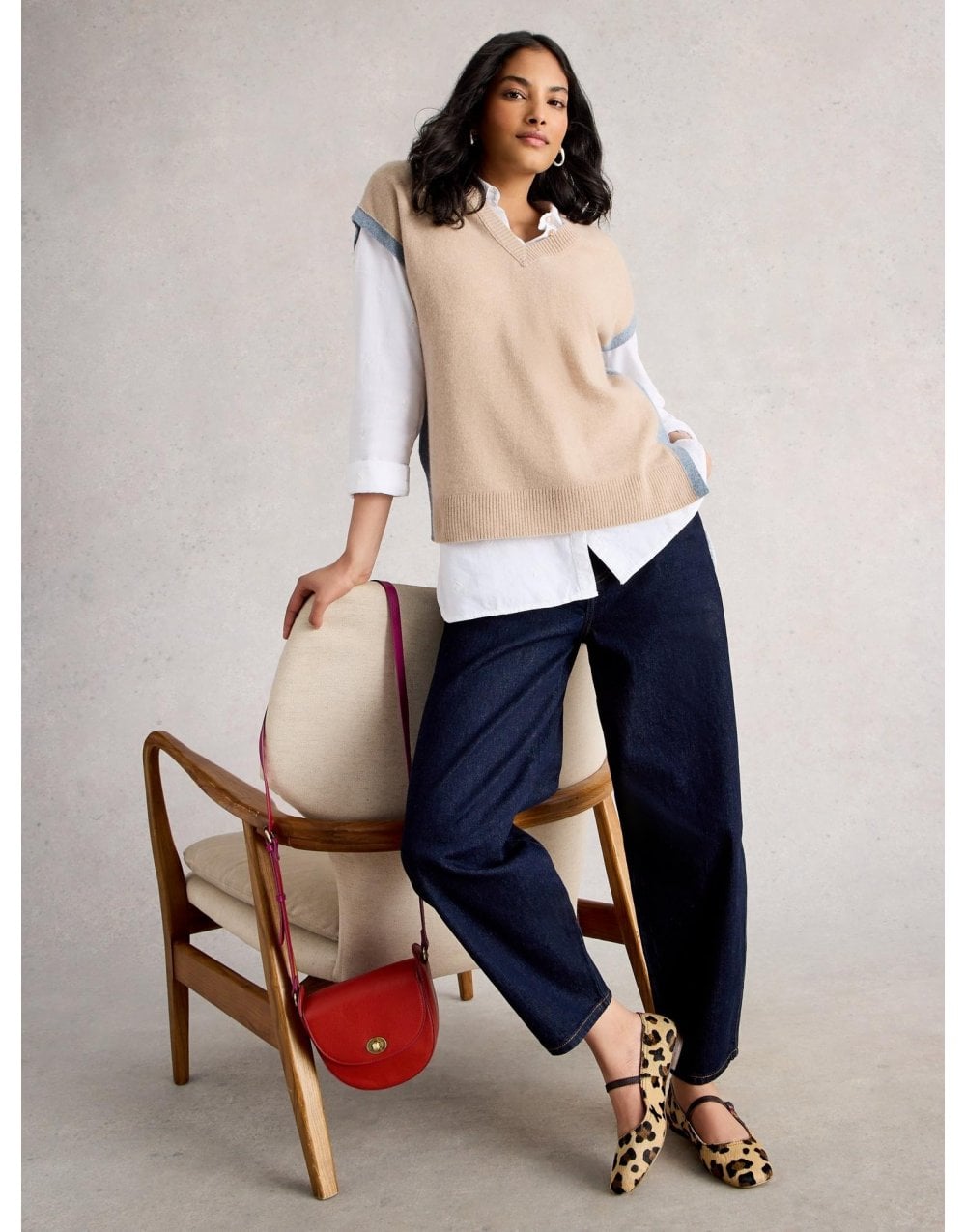 Young Ideas/Henmores - Cashmere V Neck Knitted Tank - Light Natural - 8